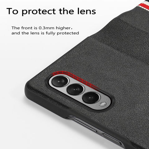 Cowhide Shockproof Fold Splicing Leather Case, For Samsung Galaxy Z Fold3 5G