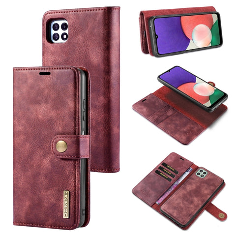 DG.MING Crazy Horse Texture Flip Detachable Magnetic Leather Case with Holder & Card Slots & Wallet, For Samsung Galaxy A22 5G