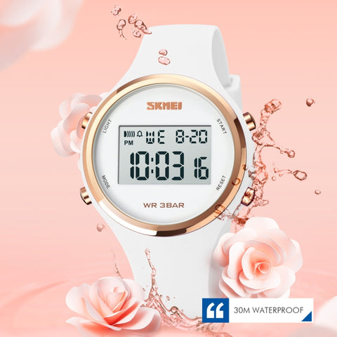 SKMEI 1720 Round Dial LED Digital Display Luminous Silicone Strap Electronic Watch