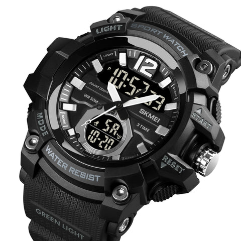 SKMEI 1725 Three Time LED Digital Display Timing Luminous Electronic Watch