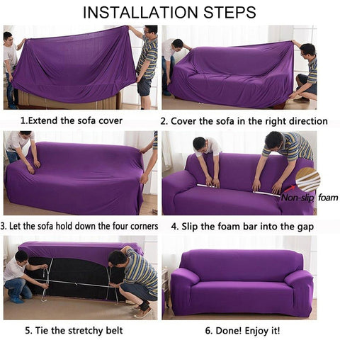 145-185cm Four Seasons Solid Color Elastic Full Coverage Non-slip Sofa Cover