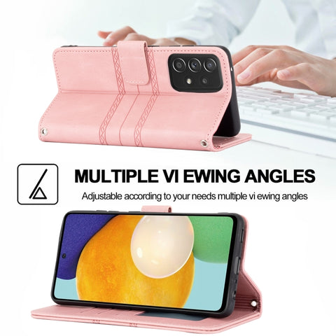 Embossed Striped Magnetic Buckle PU + TPU Horizontal Flip Leather Case with Holder & Card Slot & Wallet & Photo Frame & Sling, For Samsung Galaxy S20 FE 5G, For Samsung Galaxy S21 5G, For Samsung Galaxy S21+ 5G, For Samsung Galaxy S21 Ultra 5G         ...
