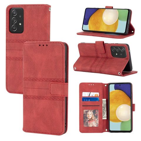 Embossed Striped Magnetic Buckle PU + TPU Horizontal Flip Leather Case with Holder & Card Slot & Wallet & Photo Frame & Sling, For Samsung Galaxy S20 FE 5G, For Samsung Galaxy S21 5G, For Samsung Galaxy S21+ 5G, For Samsung Galaxy S21 Ultra 5G         ...