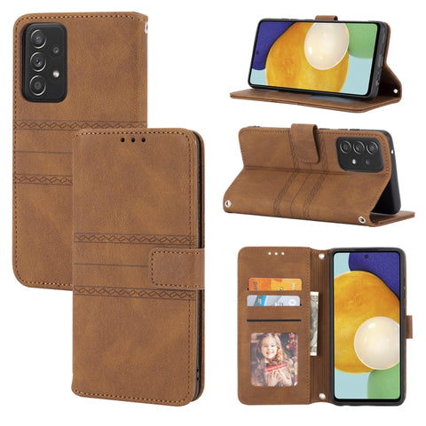 Embossed Striped Magnetic Buckle PU + TPU Horizontal Flip Leather Case with Holder & Card Slot & Wallet & Photo Frame & Sling, For Samsung Galaxy S20 FE 5G, For Samsung Galaxy S21 5G, For Samsung Galaxy S21+ 5G, For Samsung Galaxy S21 Ultra 5G         ...