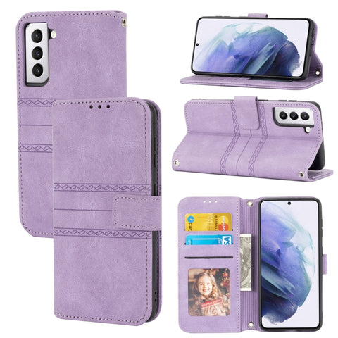 Embossed Striped Magnetic Buckle PU + TPU Horizontal Flip Leather Case with Holder & Card Slot & Wallet & Photo Frame & Sling, For Samsung Galaxy S20 FE 5G, For Samsung Galaxy S21 5G, For Samsung Galaxy S21+ 5G, For Samsung Galaxy S21 Ultra 5G         ...