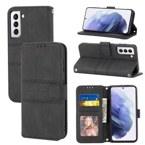 Embossed Striped Magnetic Buckle PU + TPU Horizontal Flip Leather Case with Holder & Card Slot & Wallet & Photo Frame & Sling, For Samsung Galaxy S20 FE 5G, For Samsung Galaxy S21 5G, For Samsung Galaxy S21+ 5G, For Samsung Galaxy S21 Ultra 5G         ...