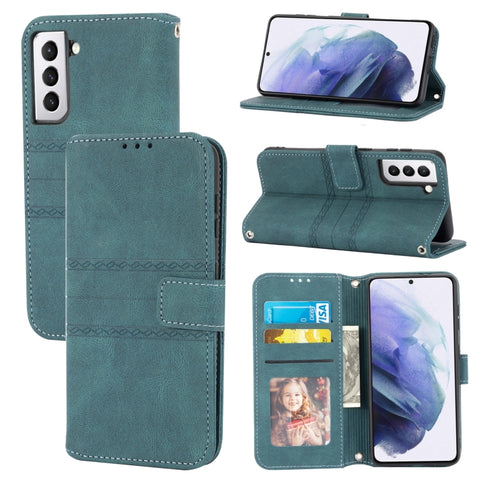 Embossed Striped Magnetic Buckle PU + TPU Horizontal Flip Leather Case with Holder & Card Slot & Wallet & Photo Frame & Sling, For Samsung Galaxy S20 FE 5G, For Samsung Galaxy S21 5G, For Samsung Galaxy S21+ 5G, For Samsung Galaxy S21 Ultra 5G         ...