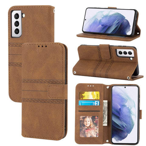 Embossed Striped Magnetic Buckle PU + TPU Horizontal Flip Leather Case with Holder & Card Slot & Wallet & Photo Frame & Sling, For Samsung Galaxy S20 FE 5G, For Samsung Galaxy S21 5G, For Samsung Galaxy S21+ 5G, For Samsung Galaxy S21 Ultra 5G         ...