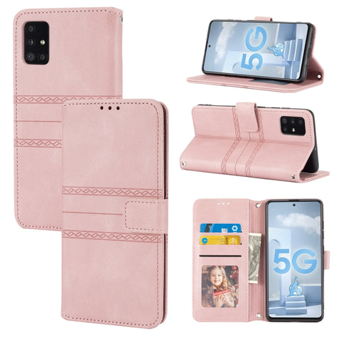 Embossed Striped Magnetic Buckle PU + TPU Horizontal Flip Leather Case with Holder & Card Slot & Wallet & Photo Frame & Sling, For Samsung Galaxy S20 FE 5G, For Samsung Galaxy S21 5G, For Samsung Galaxy S21+ 5G, For Samsung Galaxy S21 Ultra 5G         ...