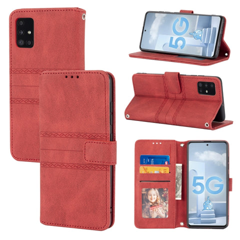 Embossed Striped Magnetic Buckle PU + TPU Horizontal Flip Leather Case with Holder & Card Slot & Wallet & Photo Frame & Sling, For Samsung Galaxy S20 FE 5G, For Samsung Galaxy S21 5G, For Samsung Galaxy S21+ 5G, For Samsung Galaxy S21 Ultra 5G         ...