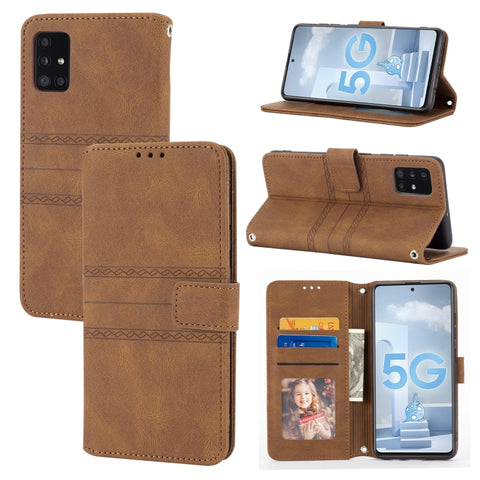 Embossed Striped Magnetic Buckle PU + TPU Horizontal Flip Leather Case with Holder & Card Slot & Wallet & Photo Frame & Sling, For Samsung Galaxy S20 FE 5G, For Samsung Galaxy S21 5G, For Samsung Galaxy S21+ 5G, For Samsung Galaxy S21 Ultra 5G         ...