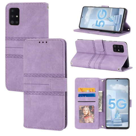 Embossed Striped Magnetic Buckle PU + TPU Horizontal Flip Leather Case with Holder & Card Slot & Wallet & Photo Frame & Sling, For Samsung Galaxy S20 FE 5G, For Samsung Galaxy S21 5G, For Samsung Galaxy S21+ 5G, For Samsung Galaxy S21 Ultra 5G         ...