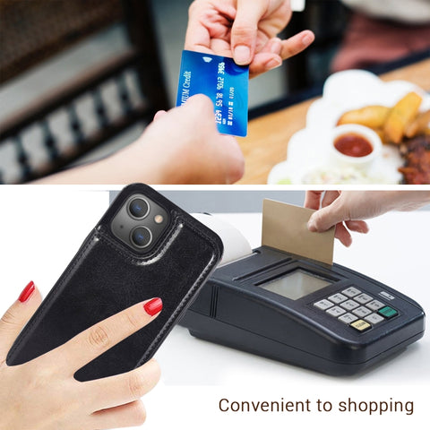 Double Buckle Shockproof PU Protective Case with Card Slots & Holder, For iPhone 13, For  iPhone 13 Mini, For iPhone 13 Pro, For iPhone 13 Pro Max