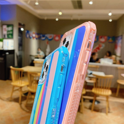 Rainbow TPU + PC Glass Shockproof Case, For iPhone 13, For iPhone 13 Pro, For iPhone 13 Pro Max, For iPhone 12 / 12 Pro, For iPhone 12 Pro Max, For iPhone 11, For iPhone 11 Pro, For iPhone 11 Pro Max