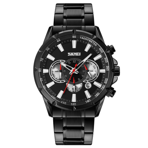 SKMEI 9241 Men Calendar Stopwatch Stainless Steel Strap Quartz Watch