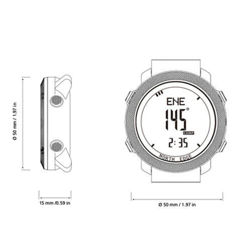 NORTH EDGE Multi-function Waterproof Outdoor Sports Electronic Smart Watch, Support Humidity Measurement / Weather Forecast / Speed Measurement, Silicone Strap