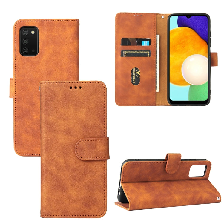 Solid Color Skin Feel Magnetic Buckle Horizontal Flip Calf Texture PU Leather Case with Holder & Card Slots & Wallet, For Samsung Galaxy A03s