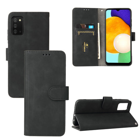 Solid Color Skin Feel Magnetic Buckle Horizontal Flip Calf Texture PU Leather Case with Holder & Card Slots & Wallet, For Samsung Galaxy A03s