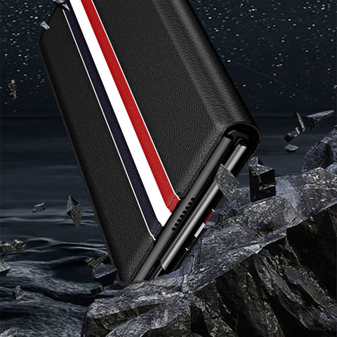 Lychee Texture PU Card Slot Leather Case with Holder, For Samsung Galaxy Z Fold2 5G, For Samsung Galaxy Z Fold3 5G