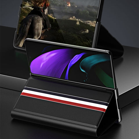 Lychee Texture PU Card Slot Leather Case with Holder, For Samsung Galaxy Z Fold2 5G, For Samsung Galaxy Z Fold3 5G