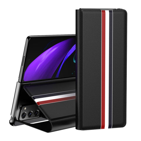 Lychee Texture PU Card Slot Leather Case with Holder, For Samsung Galaxy Z Fold2 5G, For Samsung Galaxy Z Fold3 5G