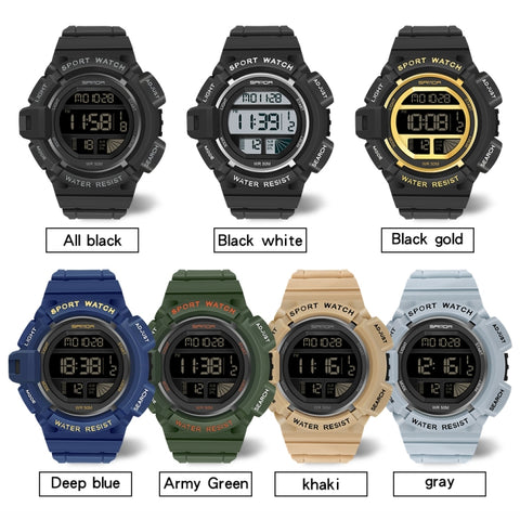 SANDA 2106 LED Digital Display Luminous Alarm Clock Men Outdoor Sports Electronic Watch