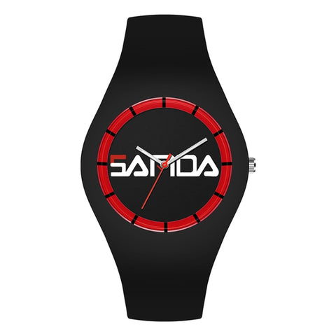 SANDA 6076 Simple Scale Round Dial Ladies Silicone Strap Quartz Watch