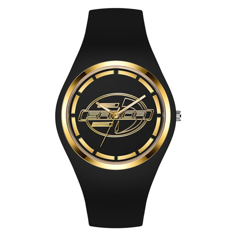 SANDA 6077 Simple Icon Round Dial Ladies Silicone Strap Quartz Watch