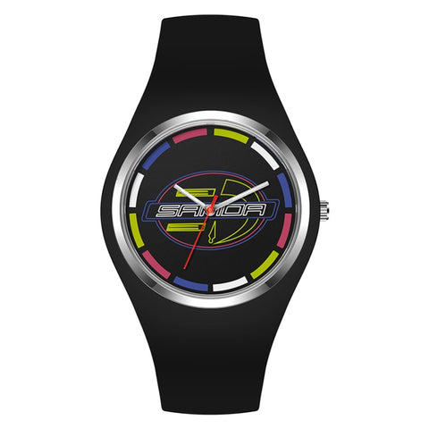 SANDA 6077 Simple Icon Round Dial Ladies Silicone Strap Quartz Watch