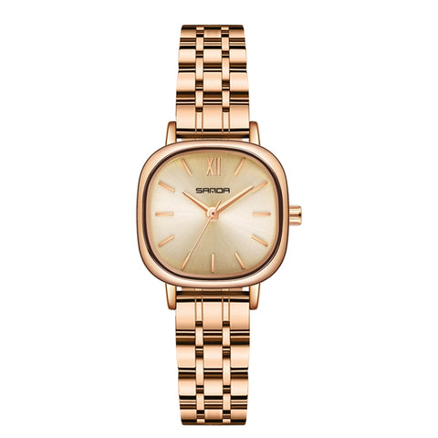 SANDA P1098 Simple Bar Scale Oval Dial Quartz Watch for Women