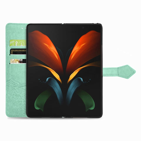 Embossed Mandala Pattern PC + TPU Horizontal Flip Leather Case with Holder & Card Slots, For Samsung Galaxy Z Fold3 5G