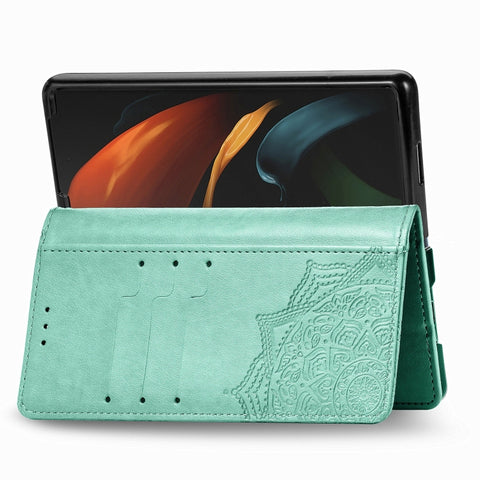 Embossed Mandala Pattern PC + TPU Horizontal Flip Leather Case with Holder & Card Slots, For Samsung Galaxy Z Fold3 5G