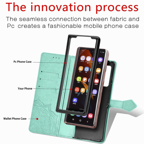 Embossed Mandala Pattern PC + TPU Horizontal Flip Leather Case with Holder & Card Slots, For Samsung Galaxy Z Fold3 5G