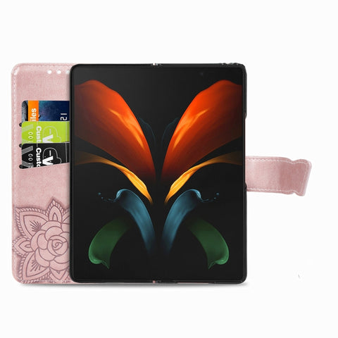Butterfly Love Flowers Embossed Horizontal Flip Leather Case with Holder & Card Slots & Wallet & Lanyard, For Samsung Galaxy Z Fold3 5G