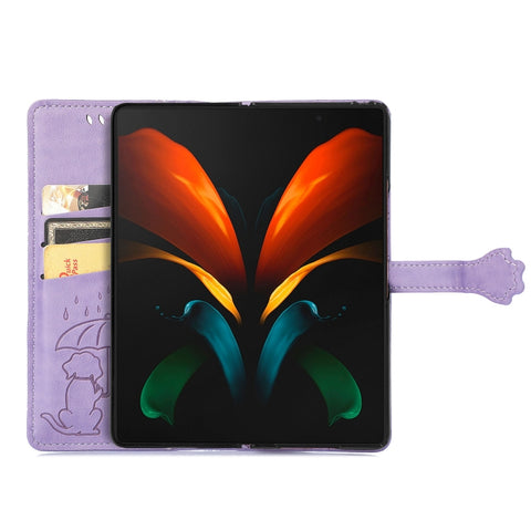Lovely Cat and Dog Embossing Pattern Horizontal Flip Leather Case , with Holder & Card Slots & Wallet, For Samsung Galaxy Z Fold3 5G