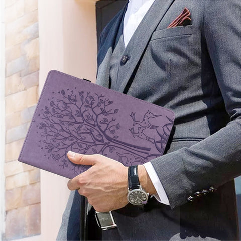 Tree & Deer Pattern Pressed Printing Horizontal Flip PU Leather Case with Holder & Card Slots & Sleep / Wake-up Function, For iPad Air 2020 / Pro 11 2020, For iPad Pro 10.5 2017 / 10.2 2019, For iPad 9.7 2018/2017/Air 2/Air, For iPad mini 5/4/3/2/1    ...
