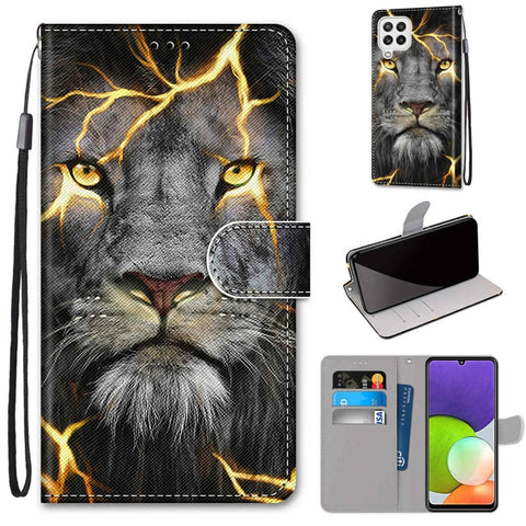 Coloured Drawing Cross Texture Horizontal Flip PU Leather Case with Holder & Card Slots & Wallet & Lanyard, For Samsung Galaxy A22 4G, For Samsung Galaxy A22 5G
