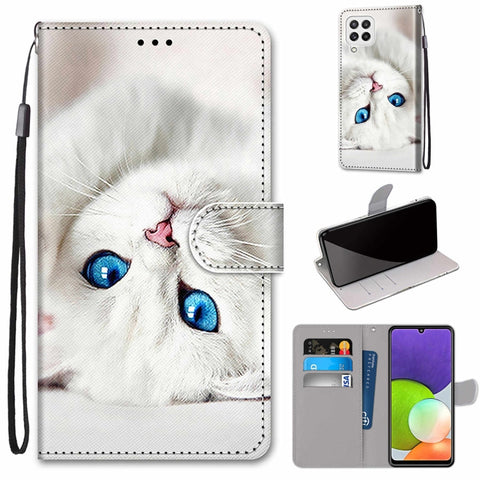 Coloured Drawing Cross Texture Horizontal Flip PU Leather Case with Holder & Card Slots & Wallet & Lanyard, For Samsung Galaxy A22 4G, For Samsung Galaxy A22 5G