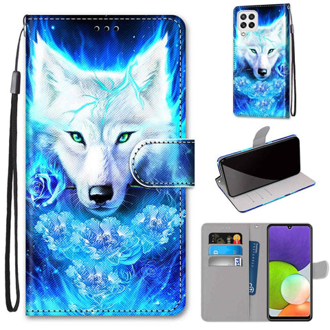 Coloured Drawing Cross Texture Horizontal Flip PU Leather Case with Holder & Card Slots & Wallet & Lanyard, For Samsung Galaxy A22 4G, For Samsung Galaxy A22 5G