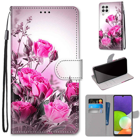 Coloured Drawing Cross Texture Horizontal Flip PU Leather Case with Holder & Card Slots & Wallet & Lanyard, For Samsung Galaxy A22 4G, For Samsung Galaxy A22 5G