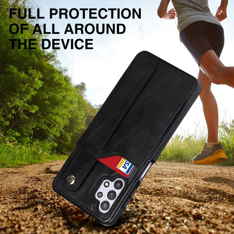 Crazy Horse Texture Shockproof TPU + PU Leather Case with Card Slot & Wrist Strap Holder, For Samsung Galaxy A32 5G, For Samsung Galaxy A22 5G