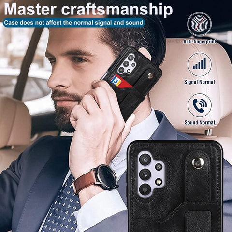 Crazy Horse Texture Shockproof TPU + PU Leather Case with Card Slot & Wrist Strap Holder, For Samsung Galaxy A32 5G, For Samsung Galaxy A22 5G