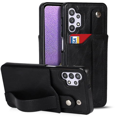 Crazy Horse Texture Shockproof TPU + PU Leather Case with Card Slot & Wrist Strap Holder, For Samsung Galaxy A32 5G, For Samsung Galaxy A22 5G