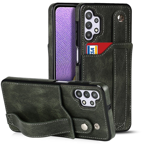 Crazy Horse Texture Shockproof TPU + PU Leather Case with Card Slot & Wrist Strap Holder, For Samsung Galaxy A32 5G, For Samsung Galaxy A22 5G
