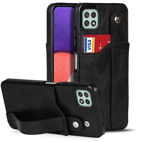 Crazy Horse Texture Shockproof TPU + PU Leather Case with Card Slot & Wrist Strap Holder, For Samsung Galaxy A32 5G, For Samsung Galaxy A22 5G