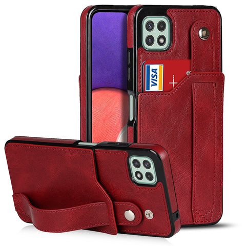 Crazy Horse Texture Shockproof TPU + PU Leather Case with Card Slot & Wrist Strap Holder, For Samsung Galaxy A32 5G, For Samsung Galaxy A22 5G
