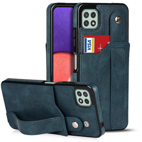Crazy Horse Texture Shockproof TPU + PU Leather Case with Card Slot & Wrist Strap Holder, For Samsung Galaxy A32 5G, For Samsung Galaxy A22 5G