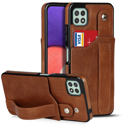 Crazy Horse Texture Shockproof TPU + PU Leather Case with Card Slot & Wrist Strap Holder, For Samsung Galaxy A32 5G, For Samsung Galaxy A22 5G