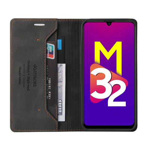 Skin Feel Anti-theft Brush Horizontal Flip Leather Case with Holder & Card Slots & Wallet, For Samsung Galaxy M32