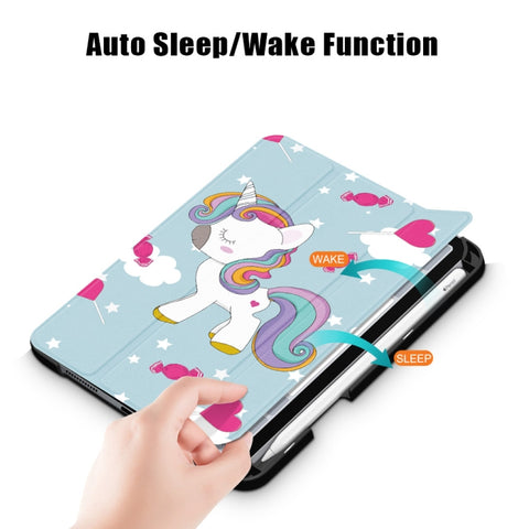 Painted Pattern TPU Horizontal Flip Leather Case with Three-folding Holder & Pen Slot & Sleep / Wake-up Function, For iPad mini 2024 / mini 6